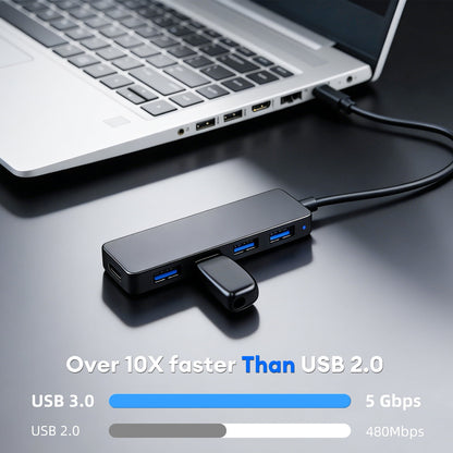 4-Port USB Hub,USB 3.0 Hub Splitter Ultra-Slim, Portable USB Adapter