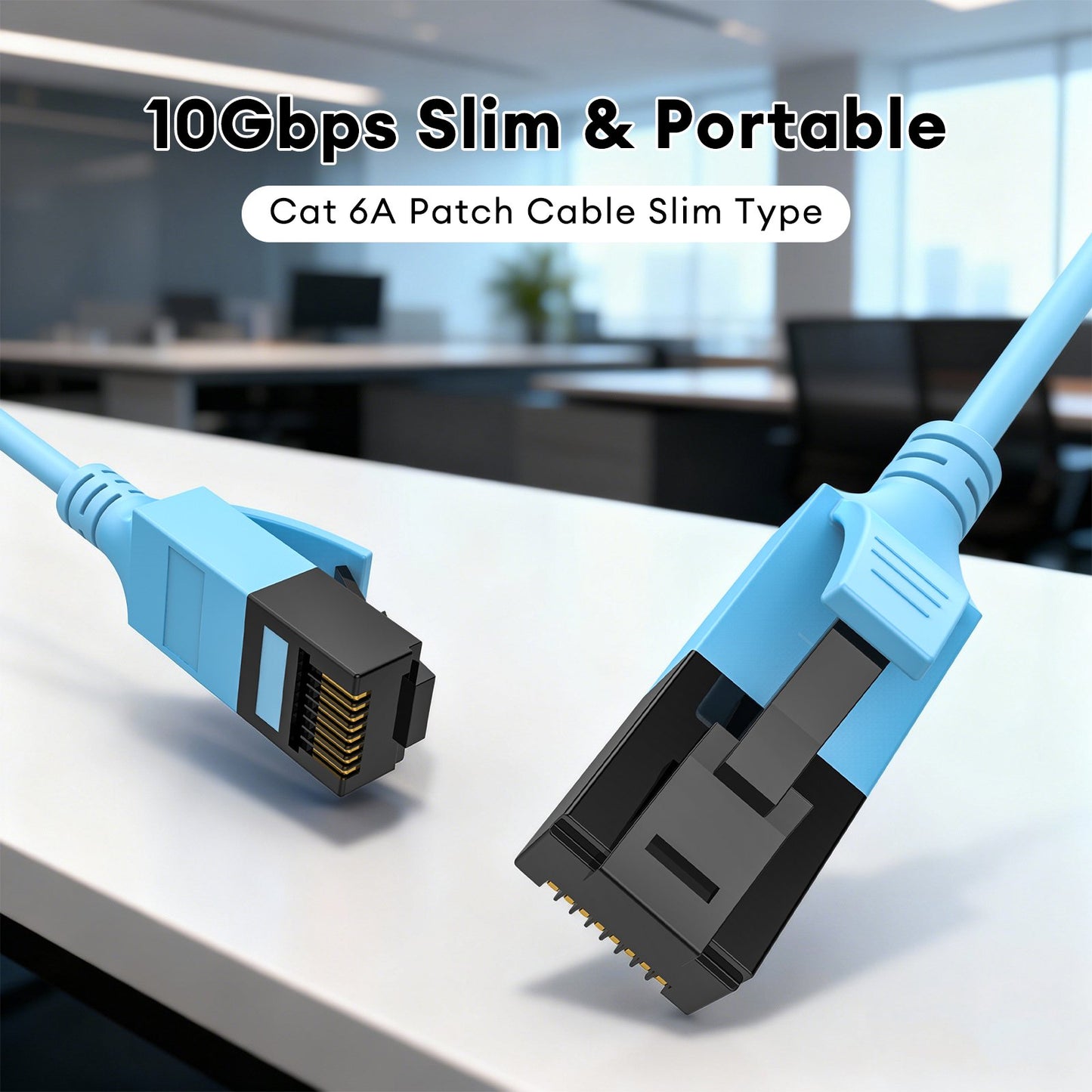 CAT6a Ethernet Cable Slim 1 ft 6-Pack, High Speed 10Gbps 500MHz Network Cable
