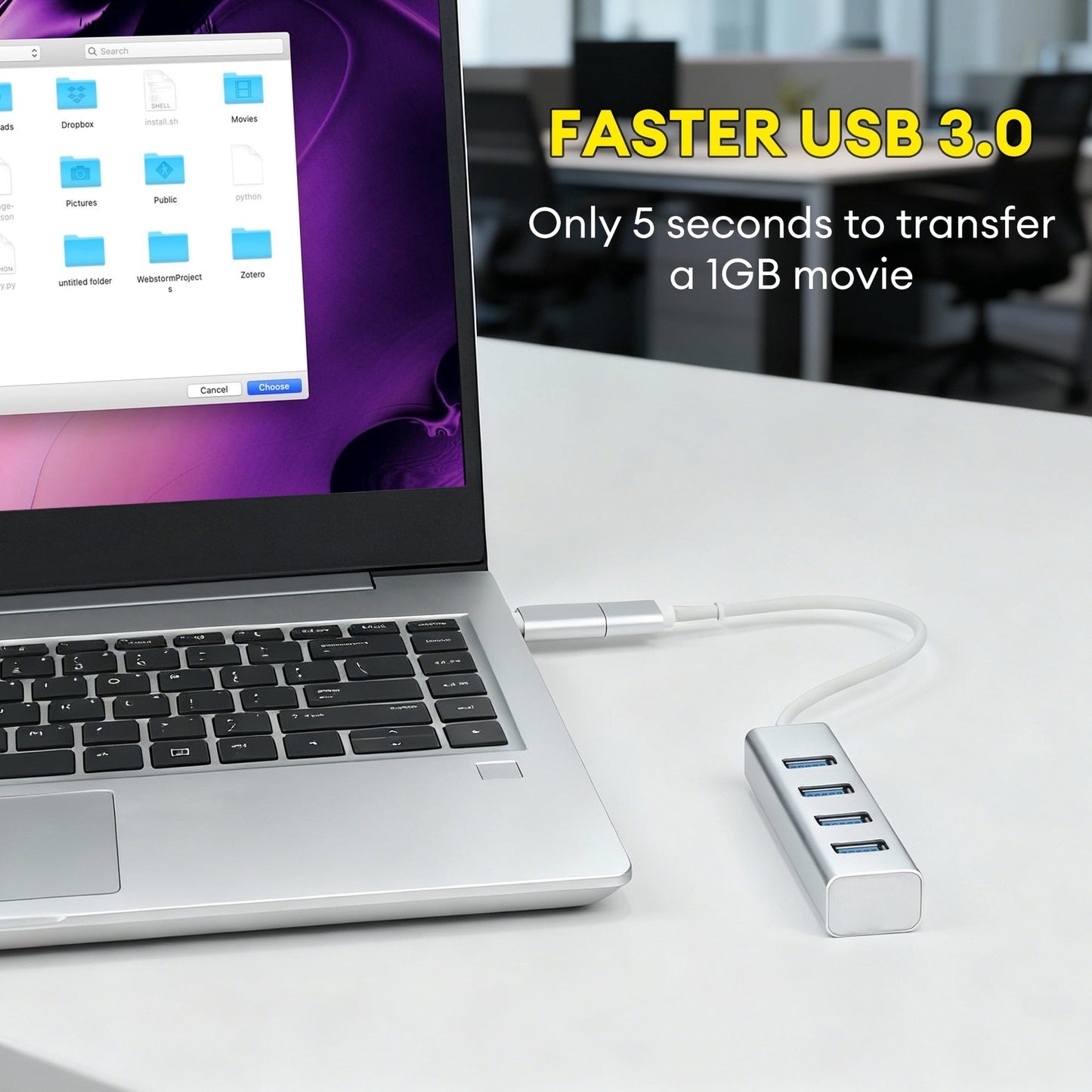USB 3.0 Hub, 4 Ports USB A Splitter USB-hub Expander for Mouse, Keyboard, Flash Drive