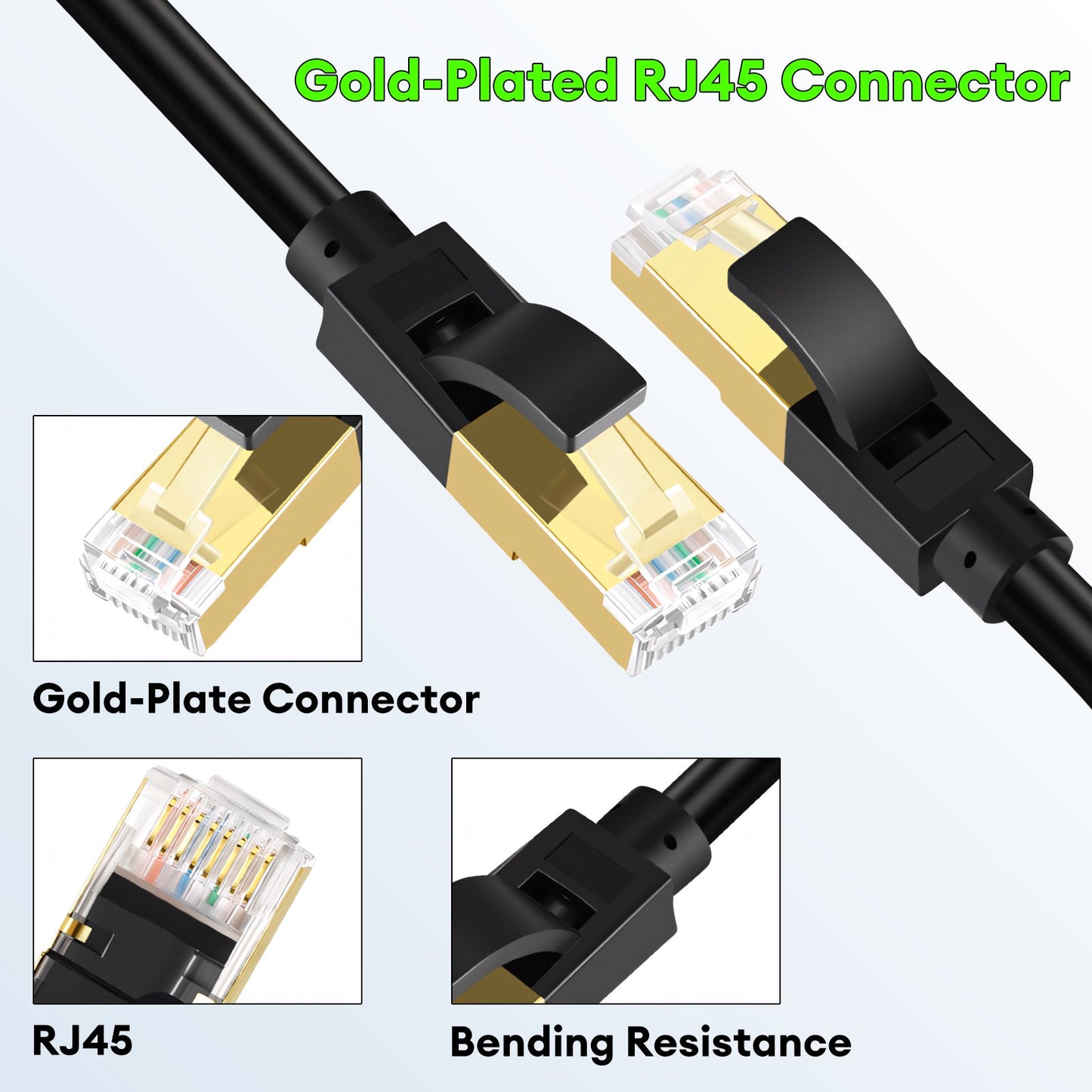 Cat7 Ethernet Cable 6ft High Speed 10Gbps, RJ45 LAN Network Cable with Shielded