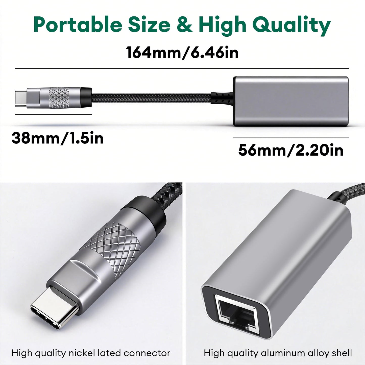 USB C to Ethernet Adapter, USB3.0 Gigabit Network Adapter, Driver Free