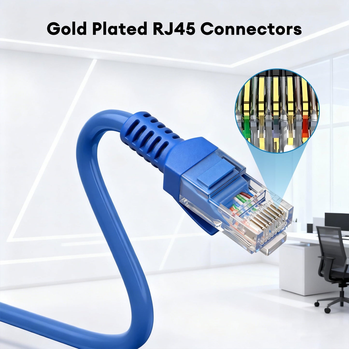 Cat5E Ethernet Cable 3ft Blue, High-speed Gaming LAN Cord