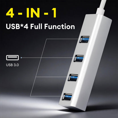 USB 3.0 Hub, 4 Ports USB A Splitter USB-hub Expander for Mouse, Keyboard, Flash Drive