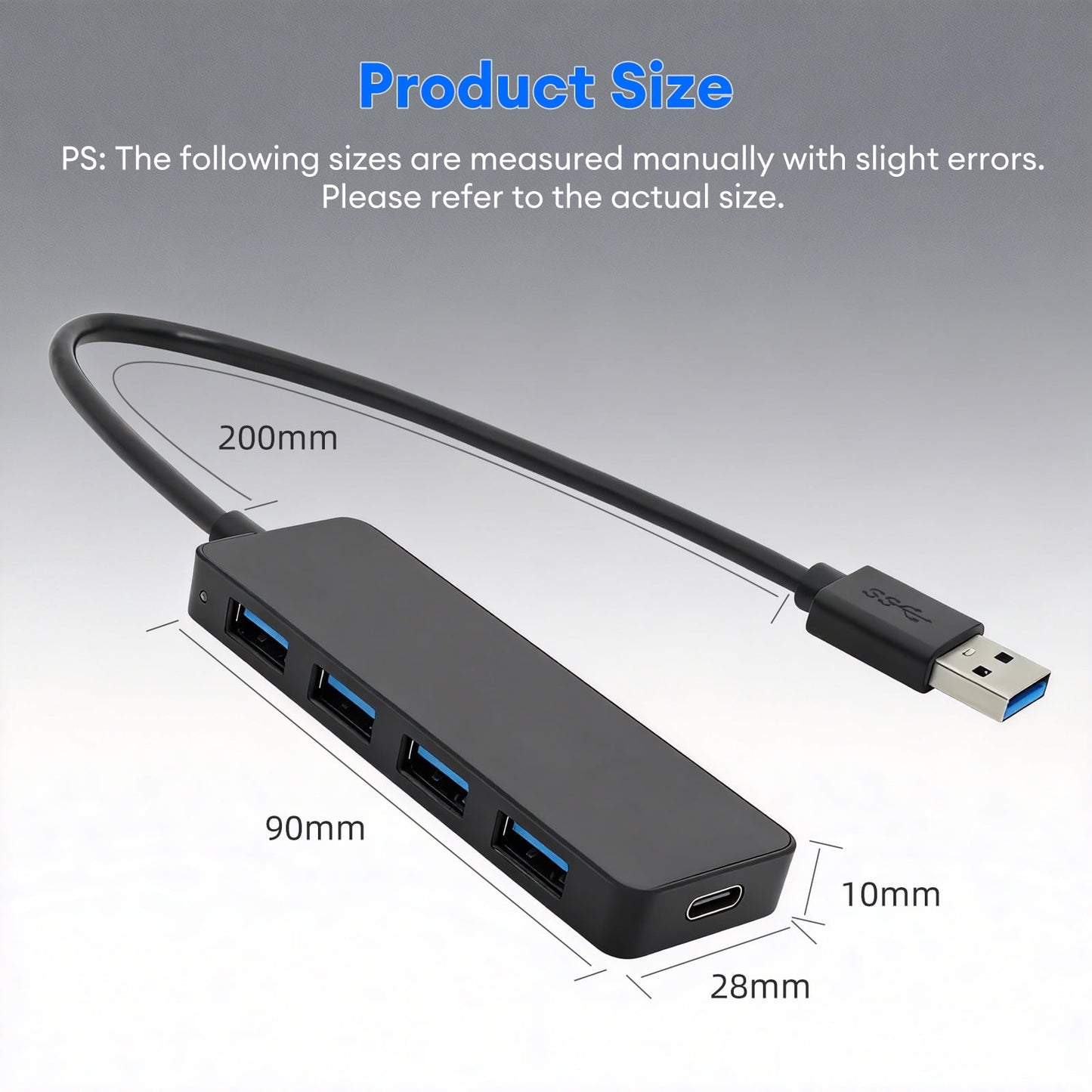 4-Port USB Hub,USB 3.0 Hub Splitter Ultra-Slim, Portable USB Adapter