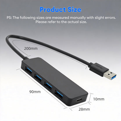 4-Port USB Hub,USB 3.0 Hub Splitter Ultra-Slim, Portable USB Adapter