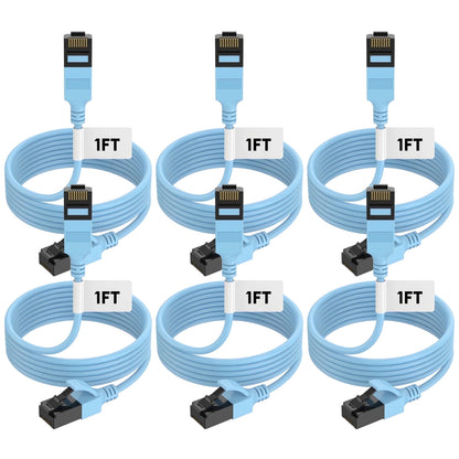 CAT6a Ethernet Cable Slim 1 ft 6-Pack, High Speed 10Gbps 500MHz Network Cable