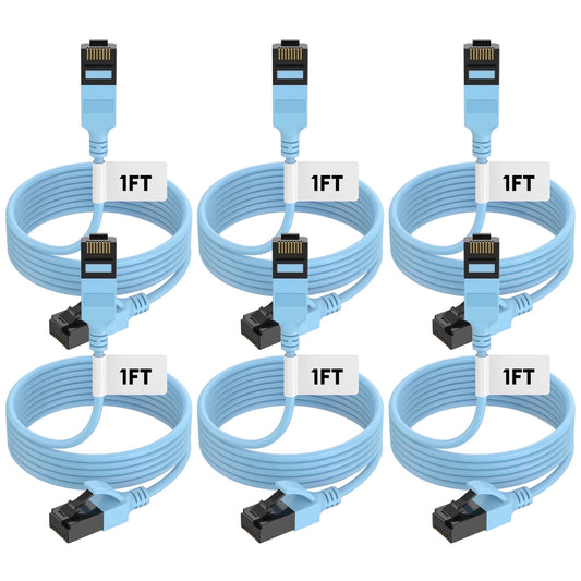 CAT6a Ethernet Cable Slim 1 ft 6-Pack, High Speed 10Gbps 500MHz Network Cable
