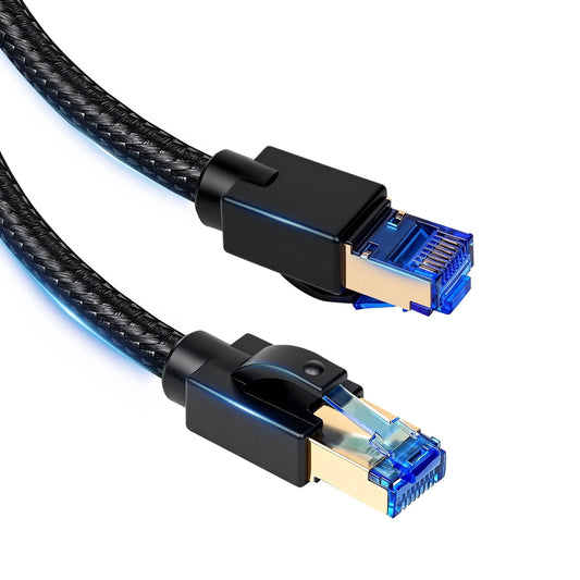 Cat8 Ethernet Cable 3ft, High Speed Braided 40Gbps 2000Mhz Network Cord