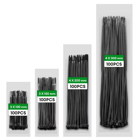 Zip Ties Assorted Size,4+6+8+12 Inch Double Sided Toothed,400 Pack