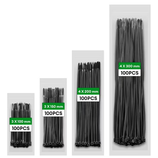 Zip Ties Assorted Size,4+6+8+12 Inch Double Sided Toothed,400 Pack