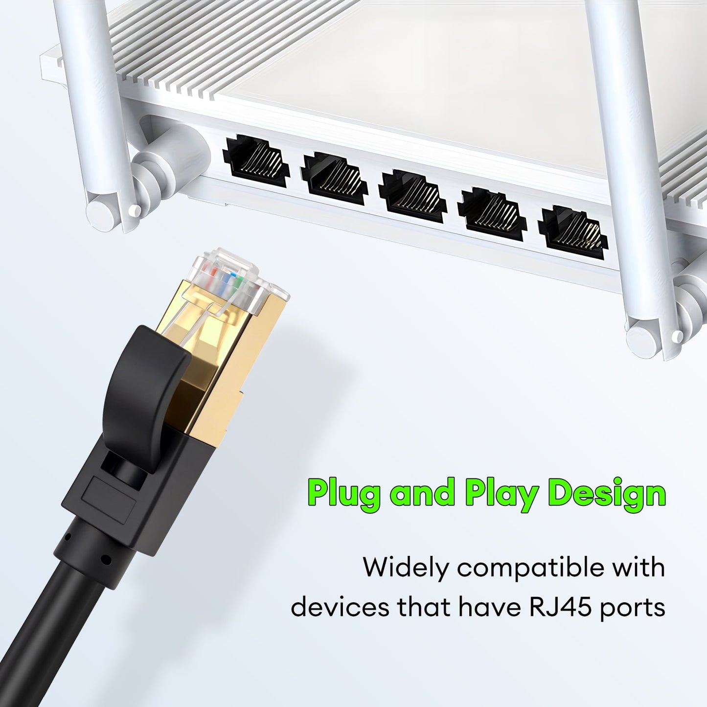 Cat7 Ethernet Cable 6ft High Speed 10Gbps, RJ45 LAN Network Cable with Shielded