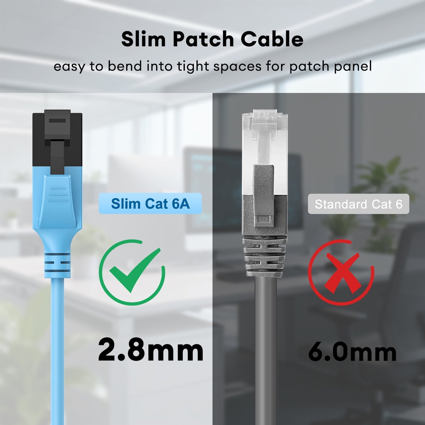CAT6a Ethernet Cable Slim 1 ft 6-Pack, High Speed 10Gbps 500MHz Network Cable