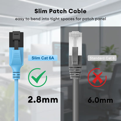 CAT6a Ethernet Cable Slim 1 ft 6-Pack, High Speed 10Gbps 500MHz Network Cable